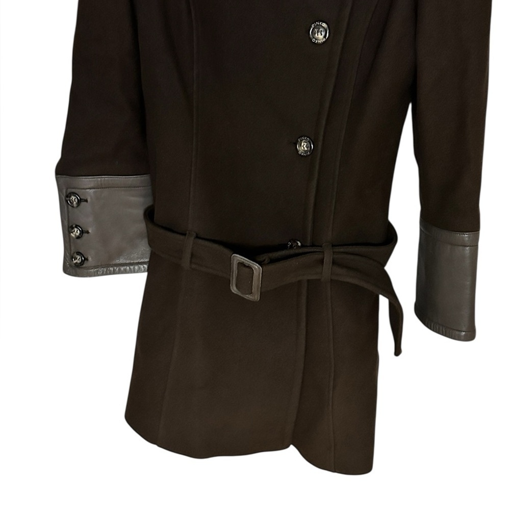 Pinko Dark Brown Trench Coat with Belt Size 8 - Picture 3 of 7